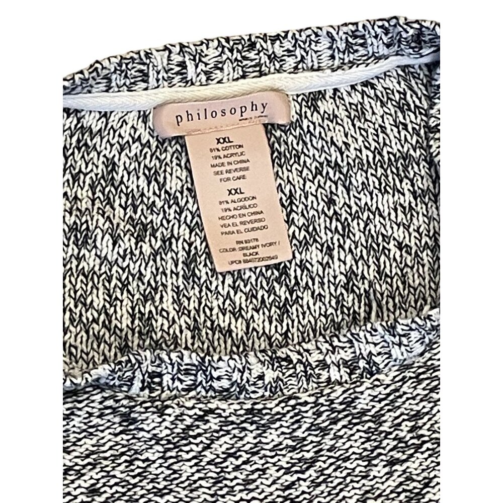 Philosophy black & white sweater XXL 2XL pullover long sleeve cotton